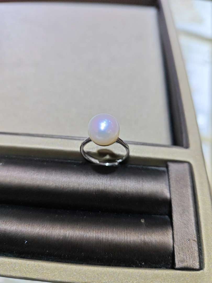 11-12mm天然淡水珍珠开口戒指珍珠戒指耳饰