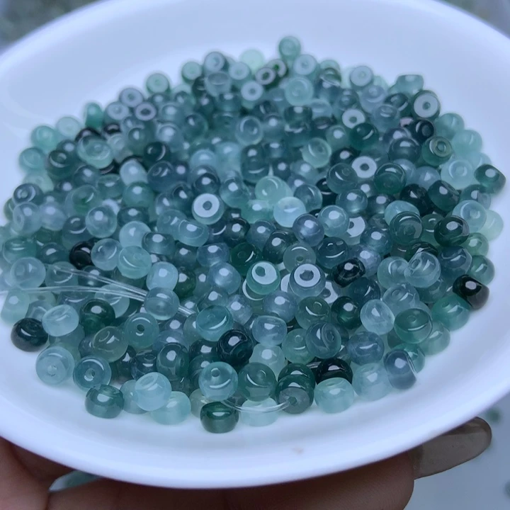 散珠翡翠卡3乘5冰蓝水算盘60个单圈