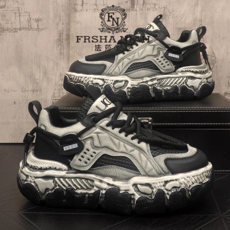 法莎尼亚男士厚底老爹鞋新款轻奢时尚潮流美式百搭休闲增高运动鞋