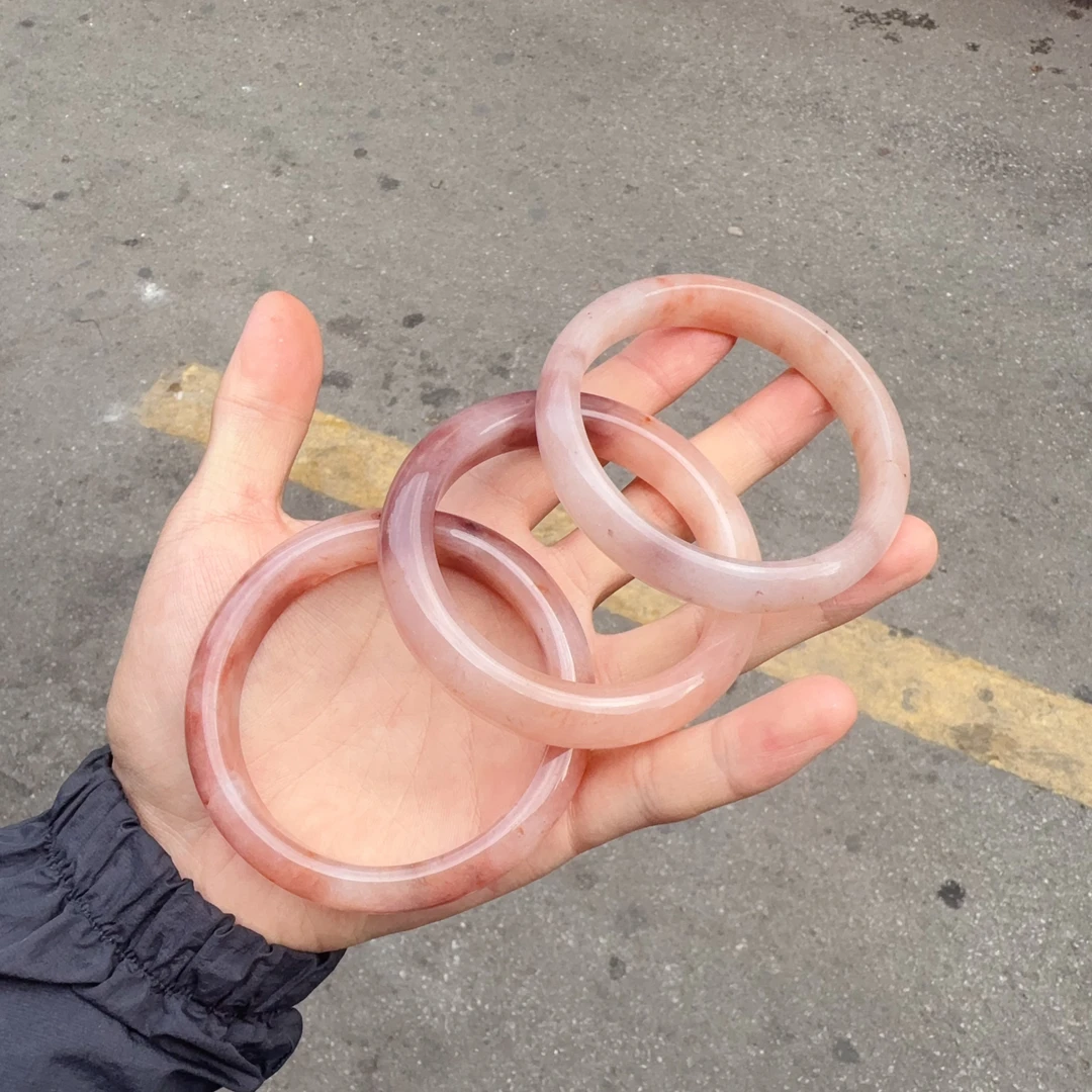 天然金丝玉桃花酿正宽手镯多样性拍一发一ly带天然矿物质结构