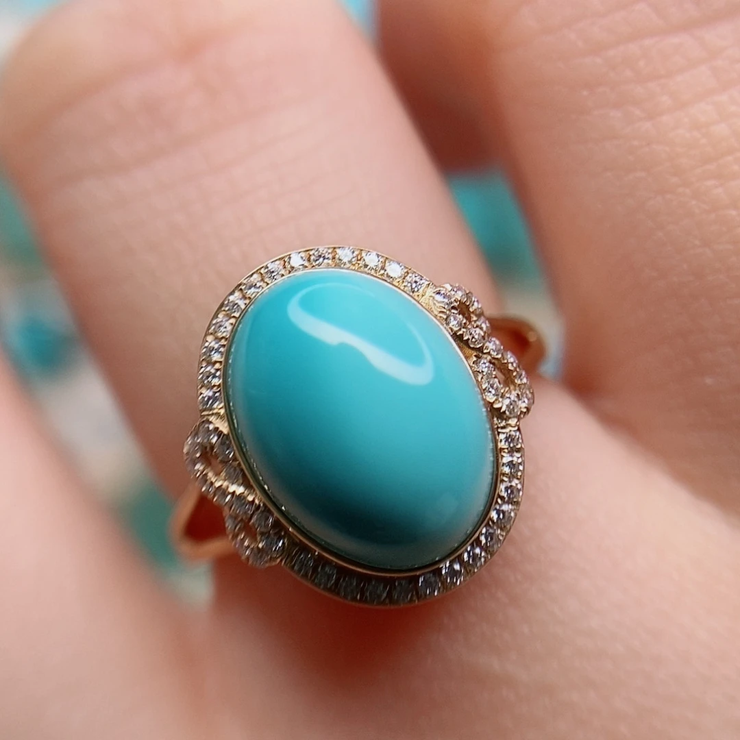 绿松石戒指18K金镶嵌