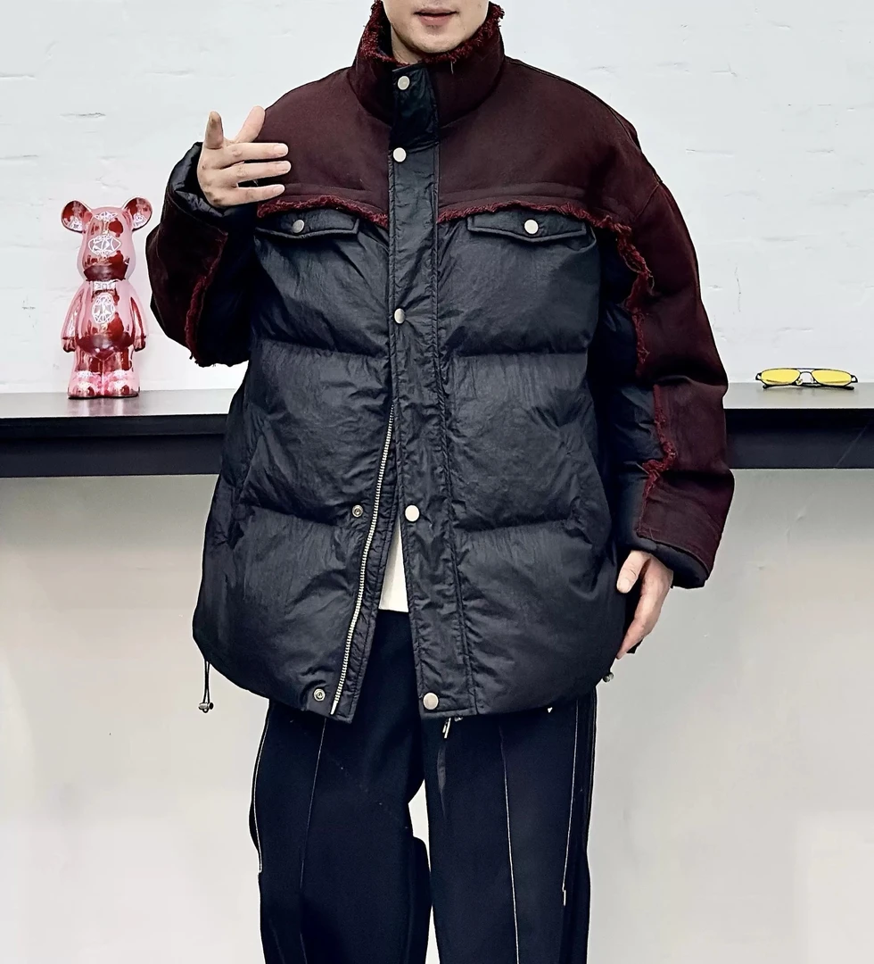 【2539】百搭冬季新款牛仔拼接立领保暖外套休闲棉衣