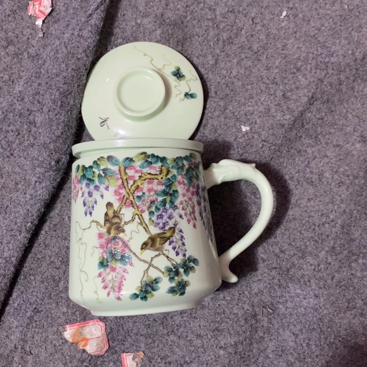 摆件陶绿稀土紫气东来办公杯