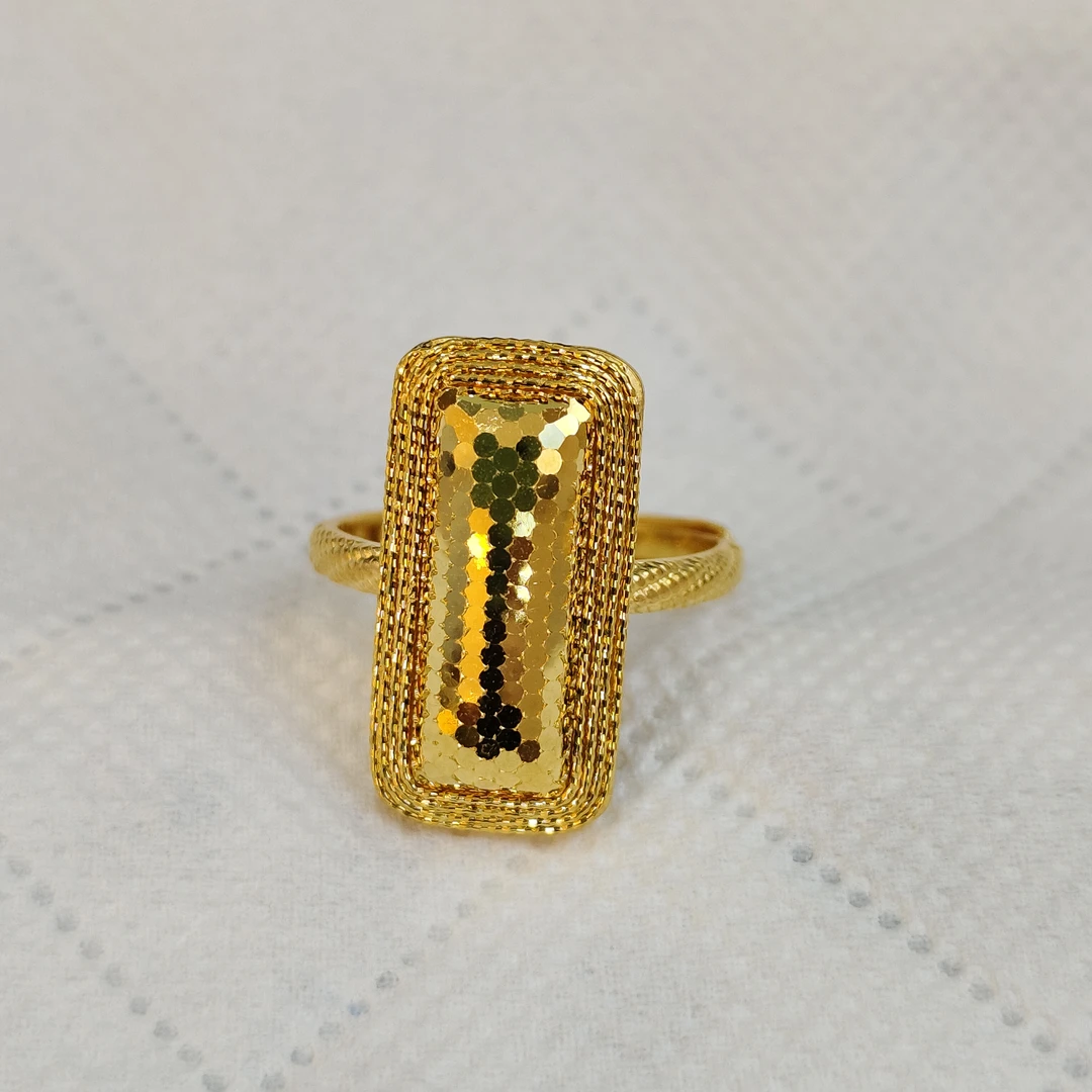 《三狼》9999足金鱼鳞几何戒指时尚大气经典款轻奢小众简约