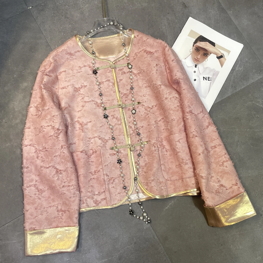 女装唐装外套女春秋款高端气质中国风重工刺绣提花盘扣上6130衣