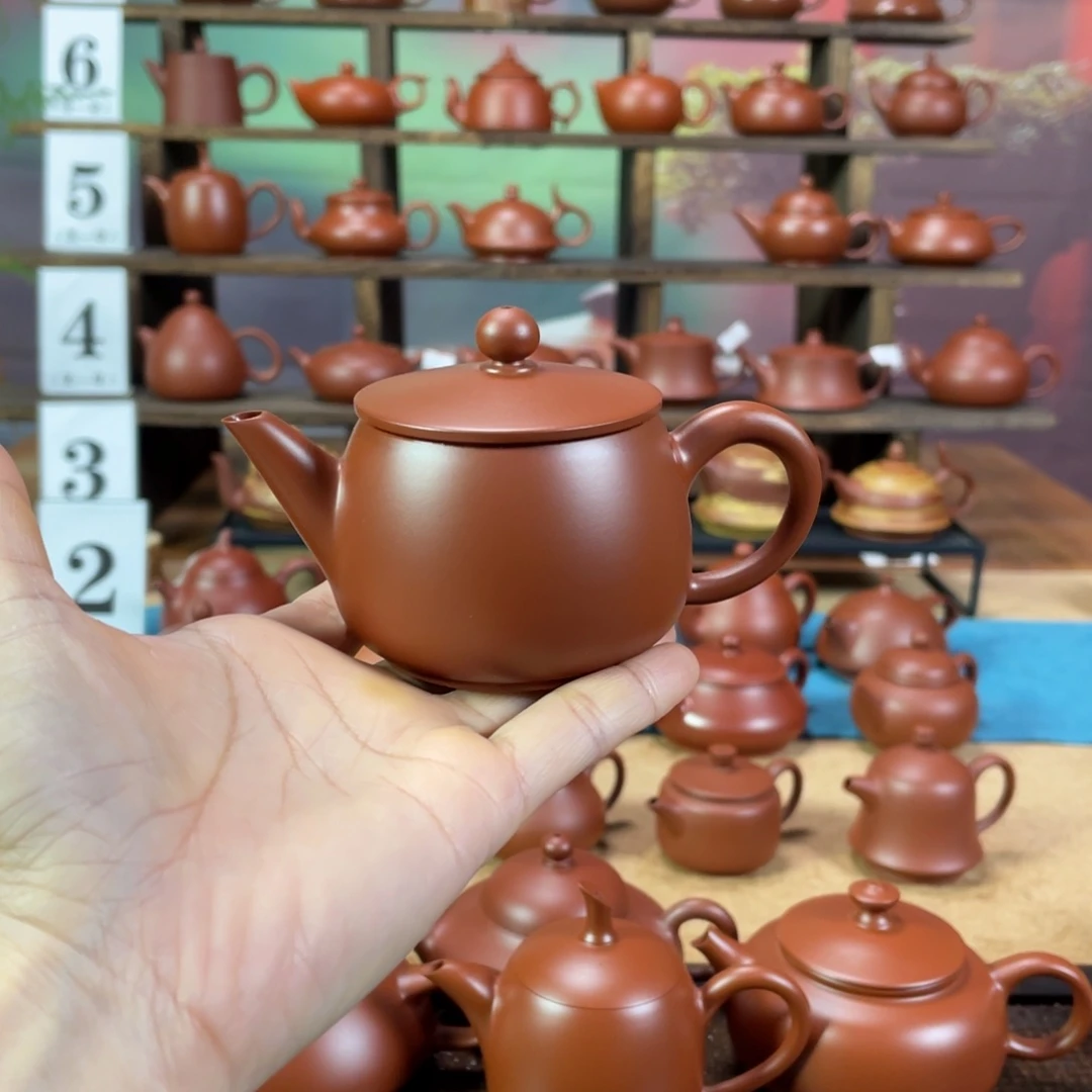 茶壶紫砂煦**拂潮州手工手拉朱泥石权壶