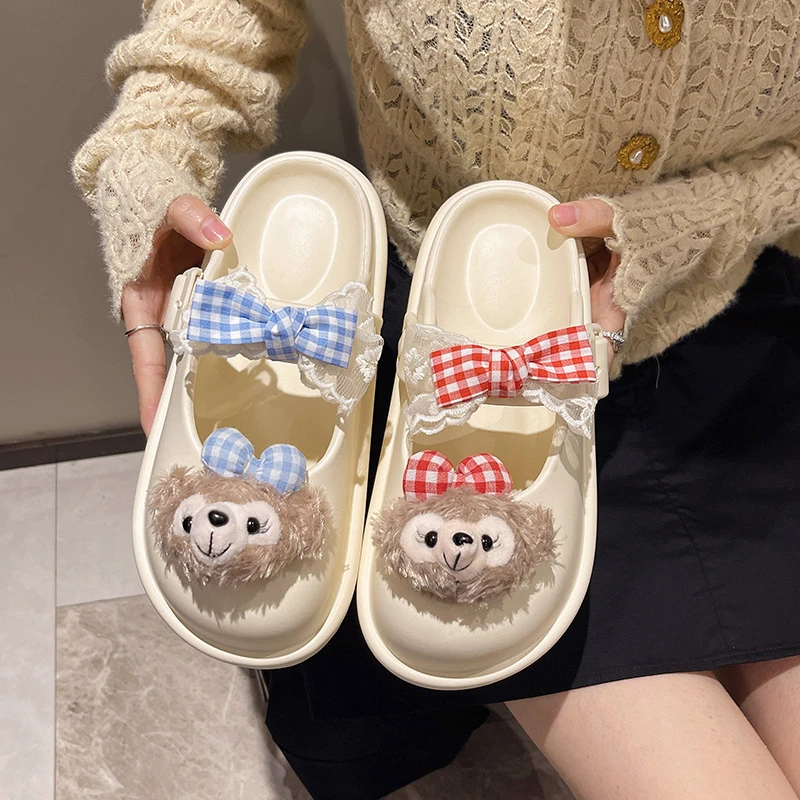外穿勃肯鞋软底可爱卡通2025新款猫头雪莉玫凉拖鞋女夏季室内防滑