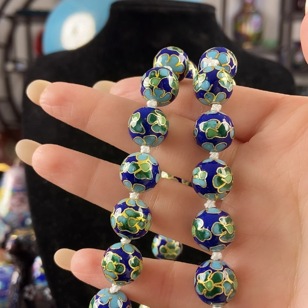 呼***哟铜1.2宝蓝色圆珠项链（精工款）