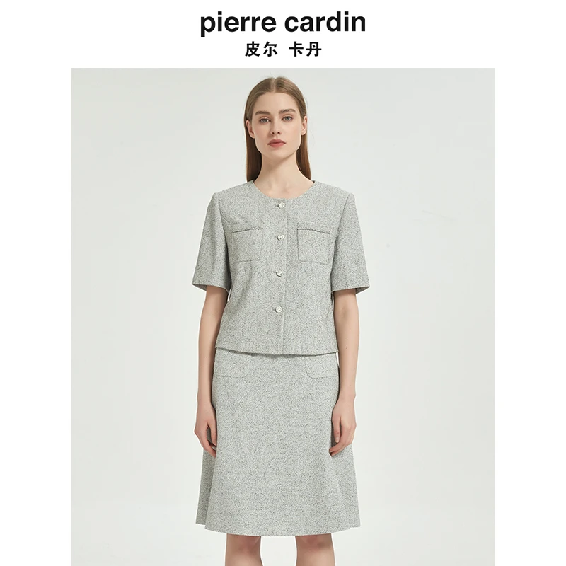 【皮尔卡丹女装】知性优雅简约修身短袖上衣【专柜正品】