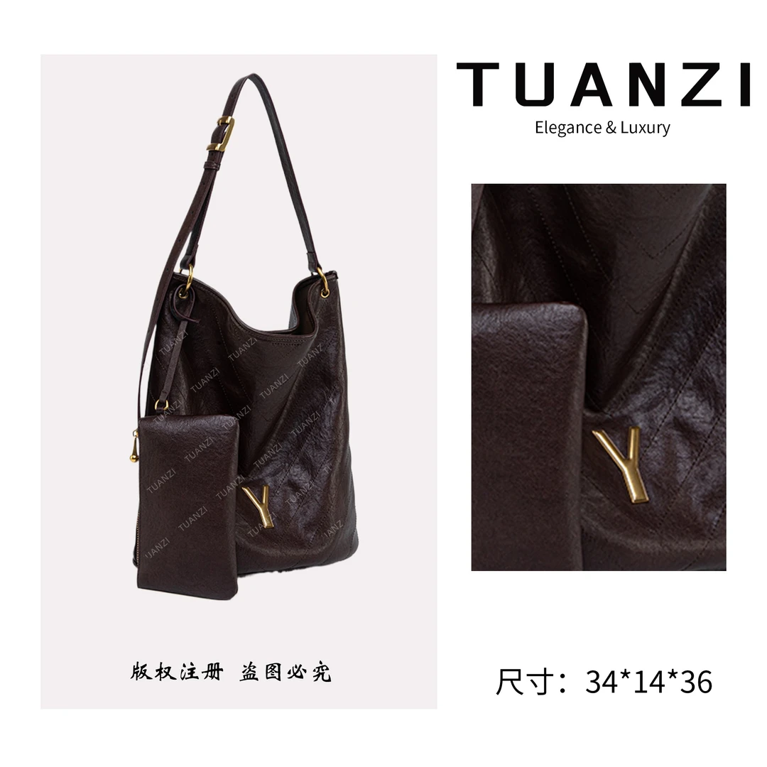TUANZI『高端玩家』秋冬新款小众设计手提腋下包 QYX-6092-可可棕