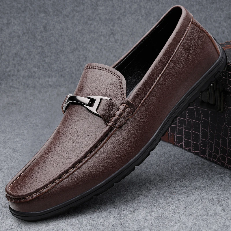 一脚蹬懒人豆豆鞋男2025年秋季新款英伦风高档真皮软底商务休闲鞋