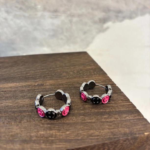 铜合金珐琅耳饰 圆形笑脸耳环EH2966