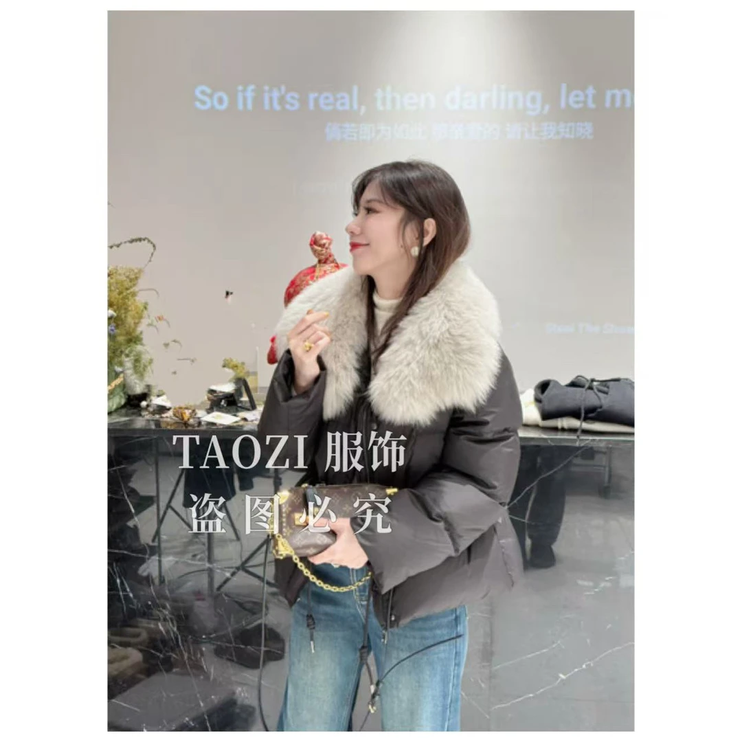 【桃子自制】12199 90白鸭绒/高端狐狸毛加厚羽绒服外套
