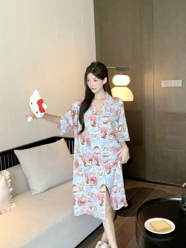 -【不二家睡裙】绵绸夏季薄款2025韩版加大码女款家居服宽松裙