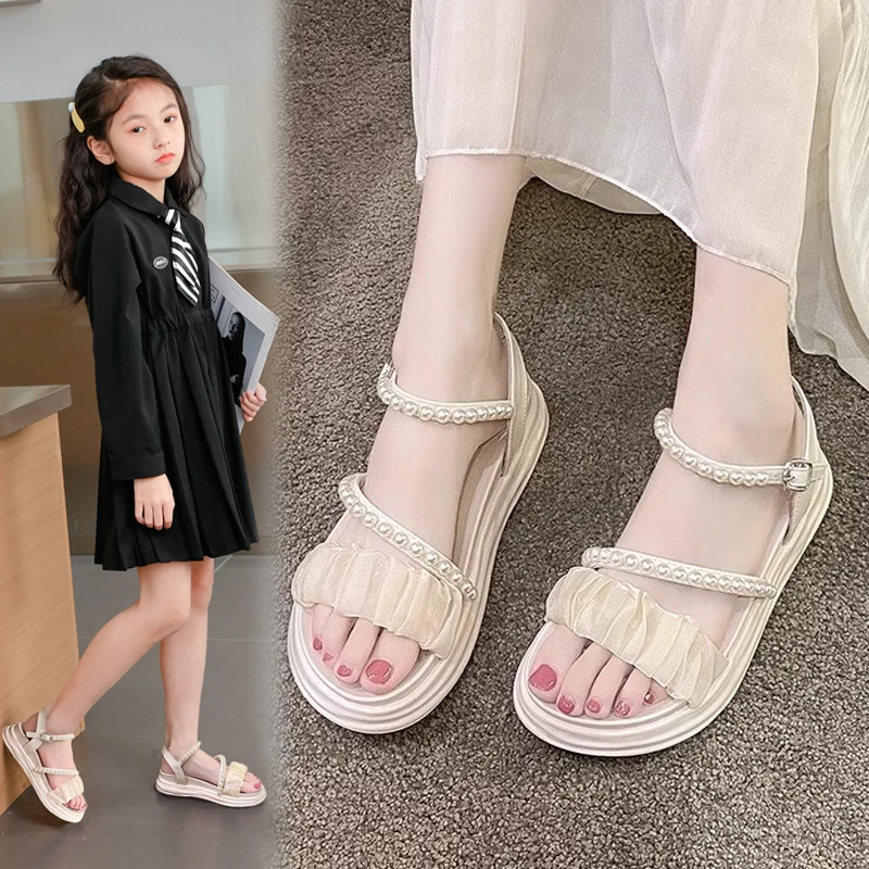 女童凉鞋6-12岁新款夏季公主罗马鞋儿童防滑沙滩鞋中大童女童鞋子