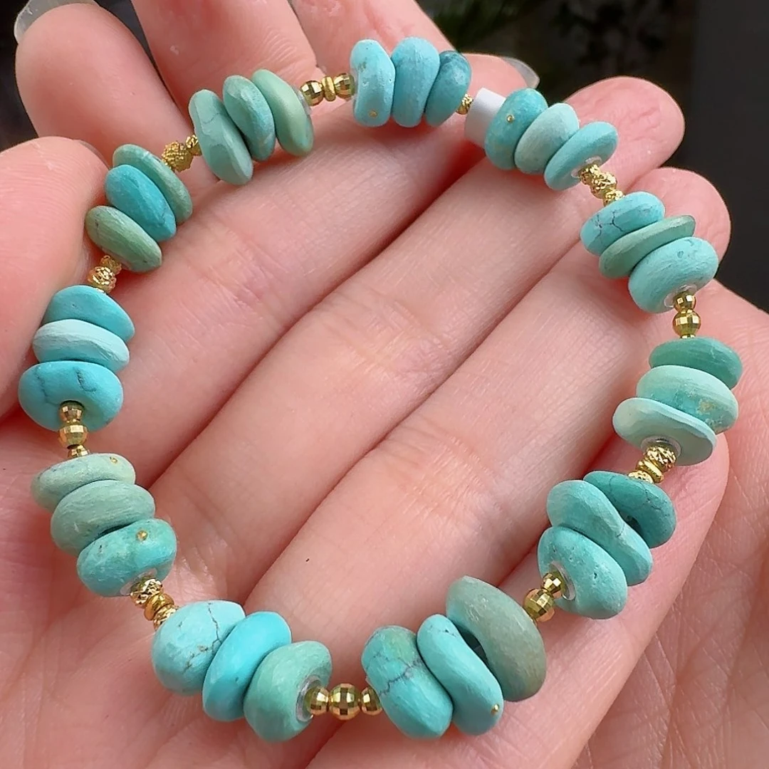 绿松石珠宝奇石18K金镶嵌