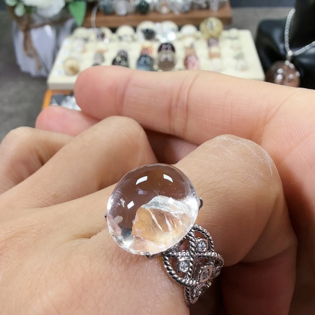 戒指银S925镶嵌水晶