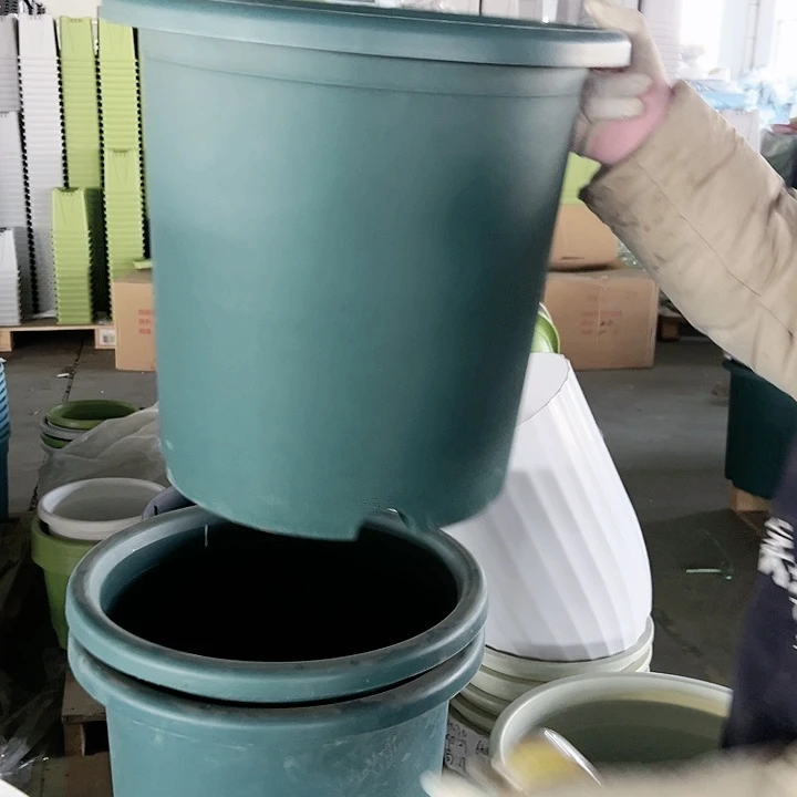 塑料瑕疵四季盆8#墨绿色3个无托