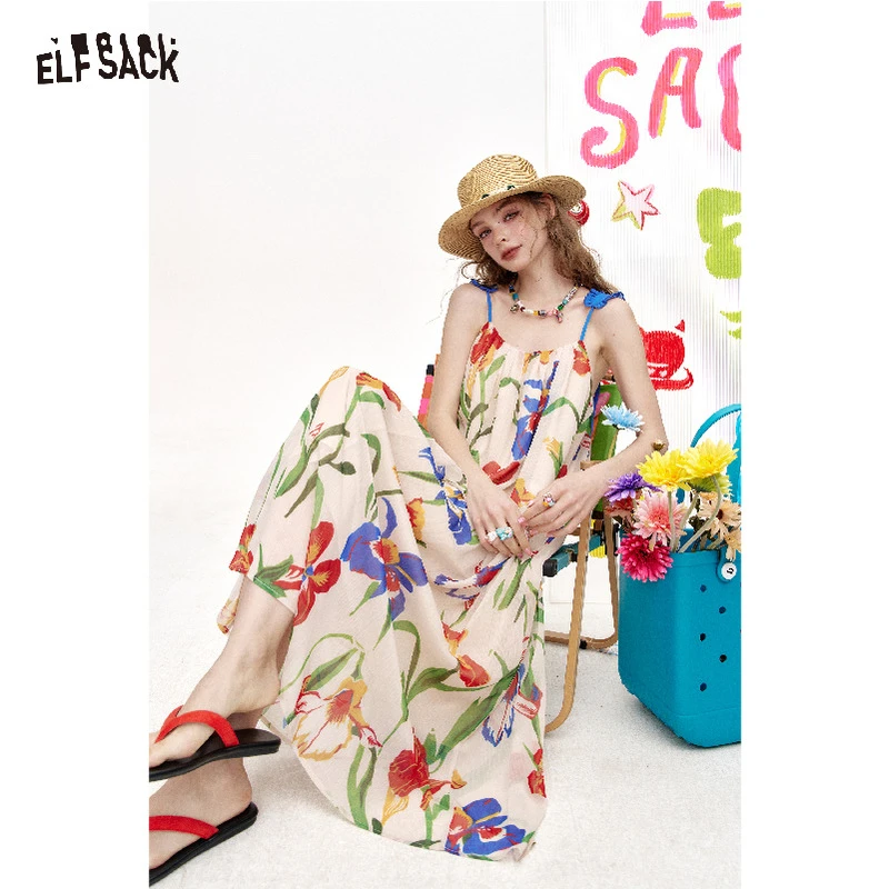 妖精的口袋吊带碎花连衣裙女2025年春夏新款设计感气质度假裙子