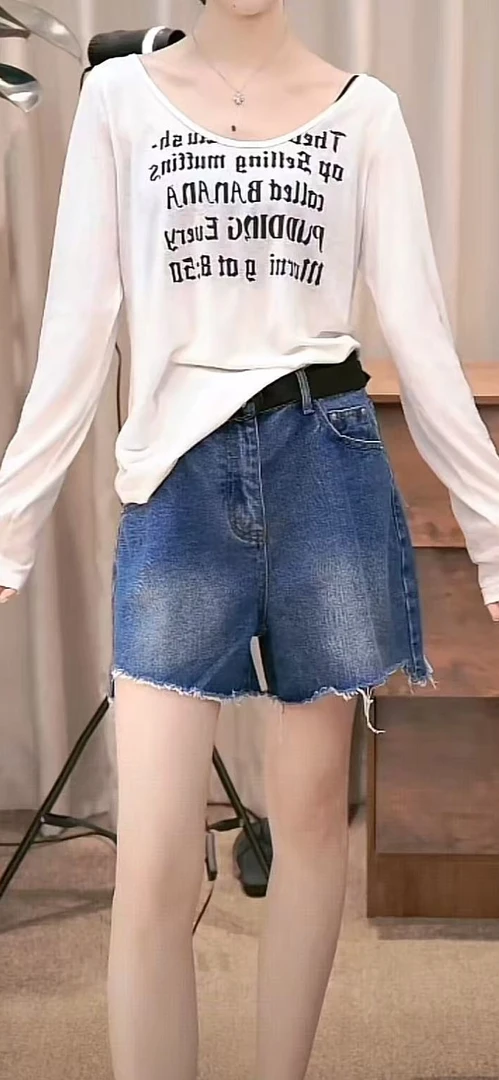 LEILEISTUDIO舒适牛仔短裤