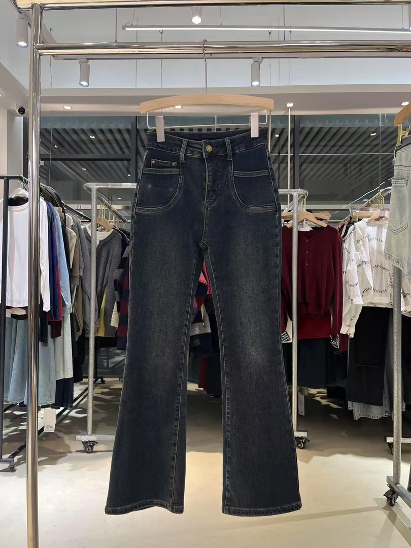 Q1407微喇牛仔裤春夏新款高腰显瘦长裤