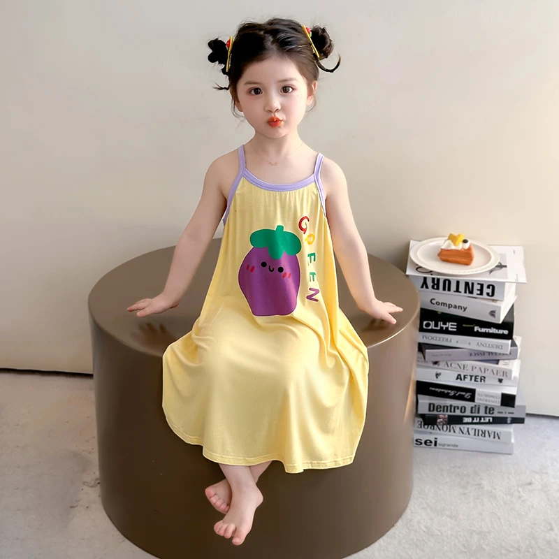 女童吊带睡裙夏季2025新款家居服莫代尔女宝宝睡衣女孩儿童空调服