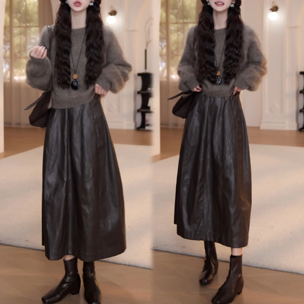 2025慵懒风秋季套头针织衫裙子新款时尚套装时髦潮流设计感