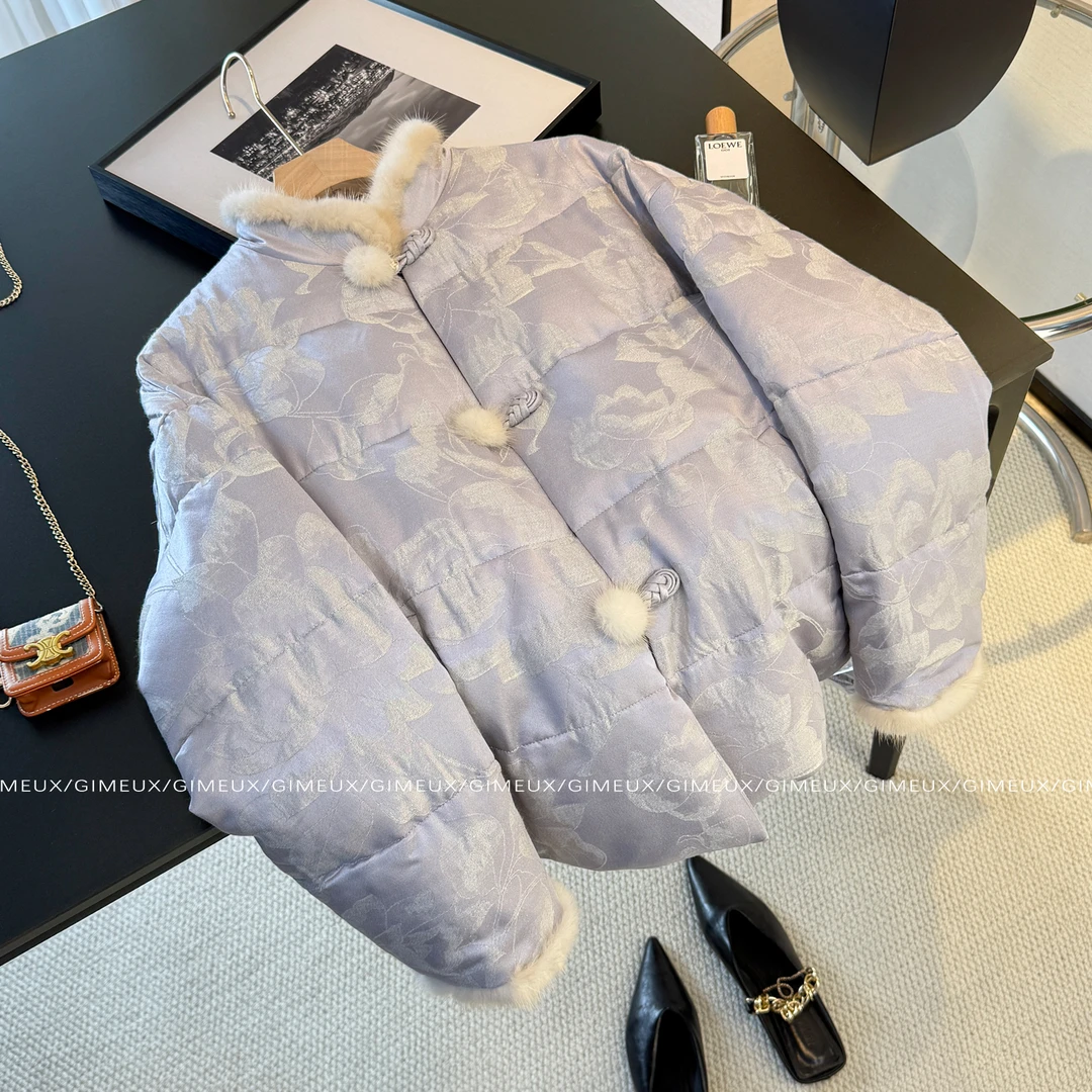 新中式国风羽绒服女2025冬季带毛领盘扣复古气质唐装改良加厚外套