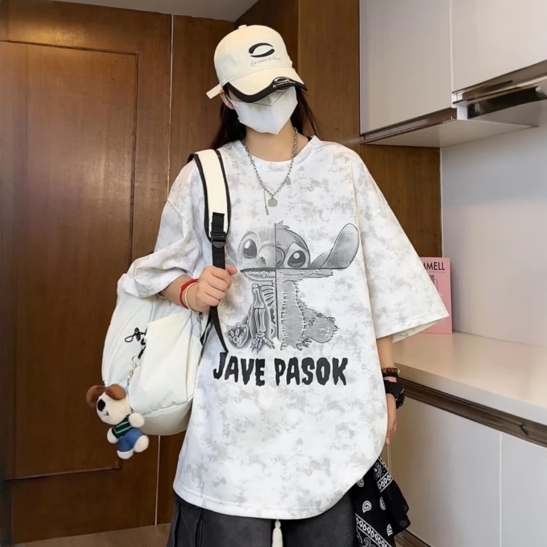 JAVE PASOK夏季短袖男卡通宽松港风T恤美式oversize潮流