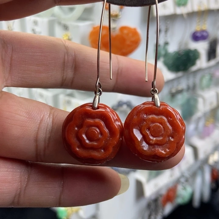 翡翠银S925镶嵌耳饰品质珠宝