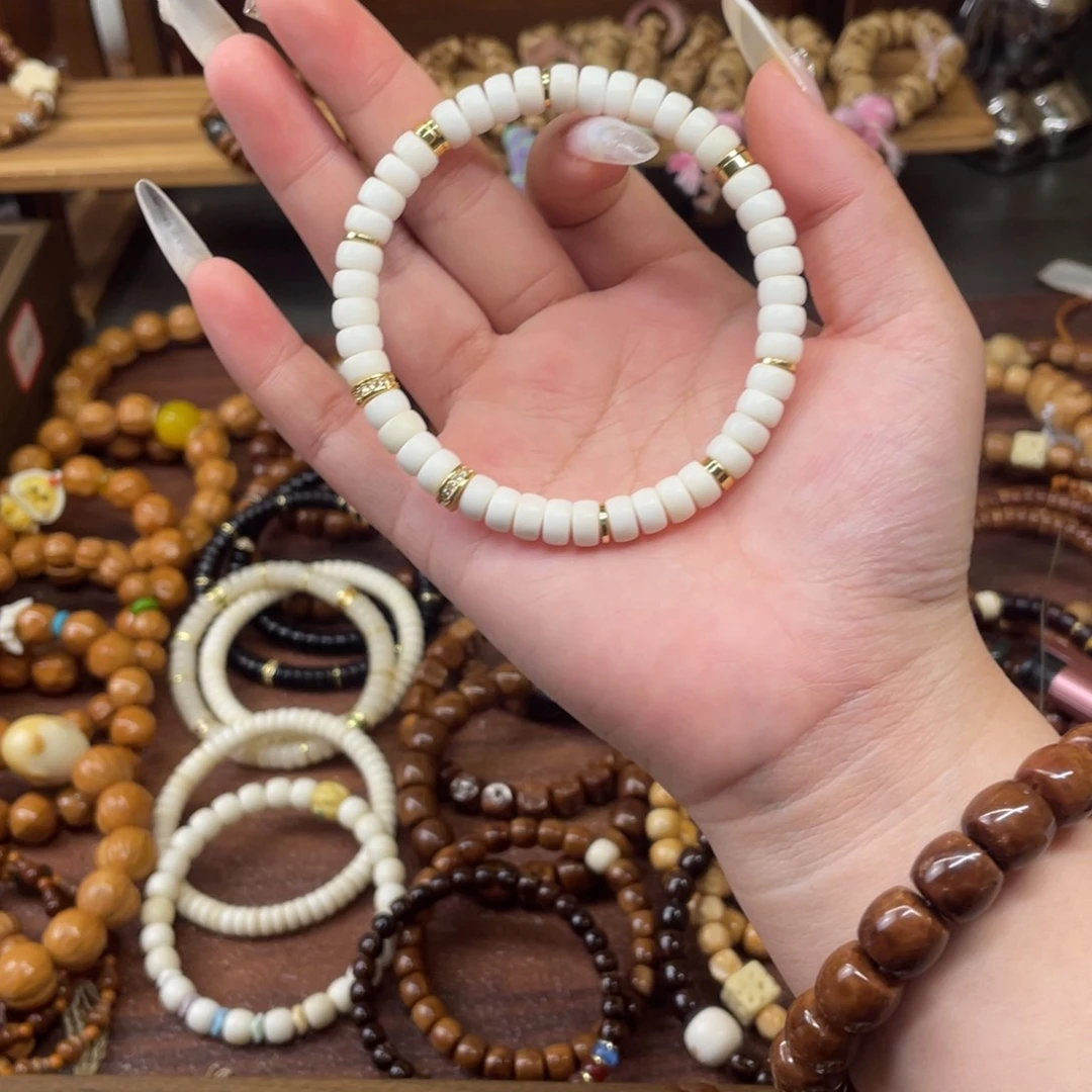 白玉菩提吊坠药片手串