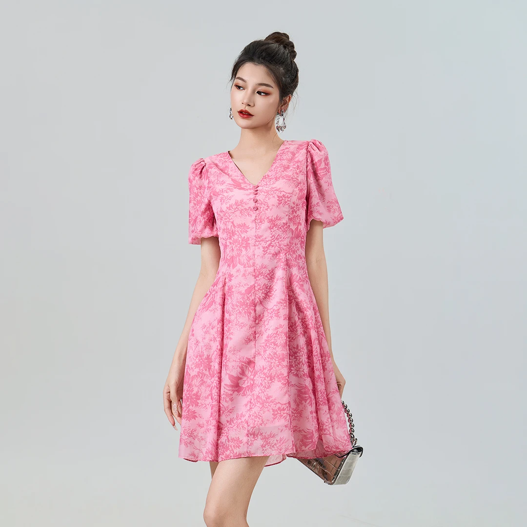 【高高甄选】v领修身气质优雅连衣裙MFBL151015