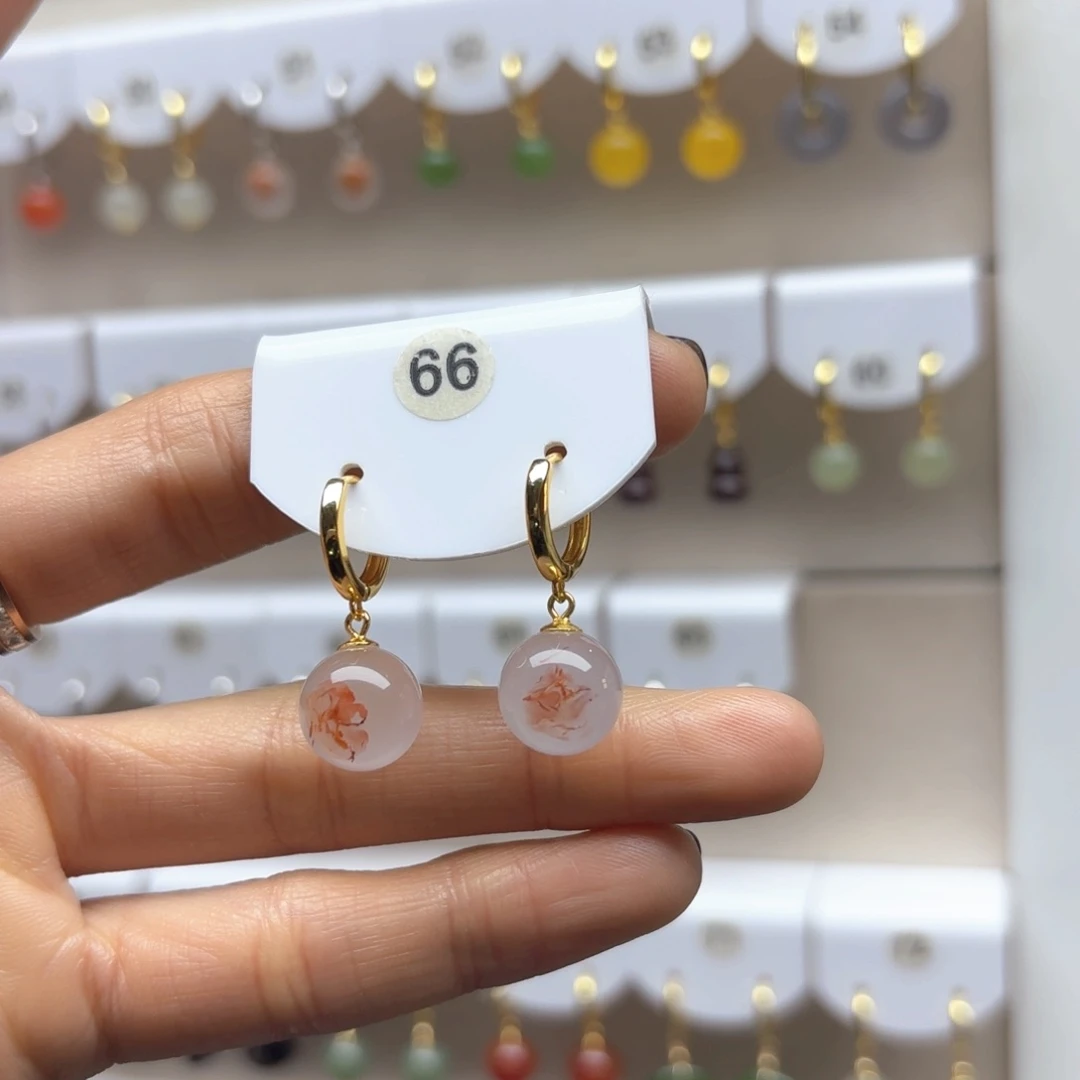 南红玛瑙耳饰银S925镶嵌2