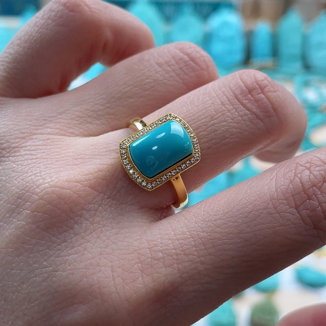 绿松石珠宝奇石18K金镶嵌