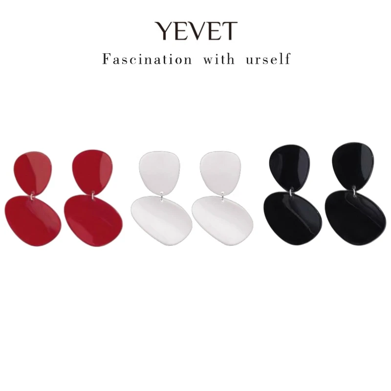 YEVET 铜合金树脂耳饰 王菲同款网红长款大耳环欧美复古气质耳钉