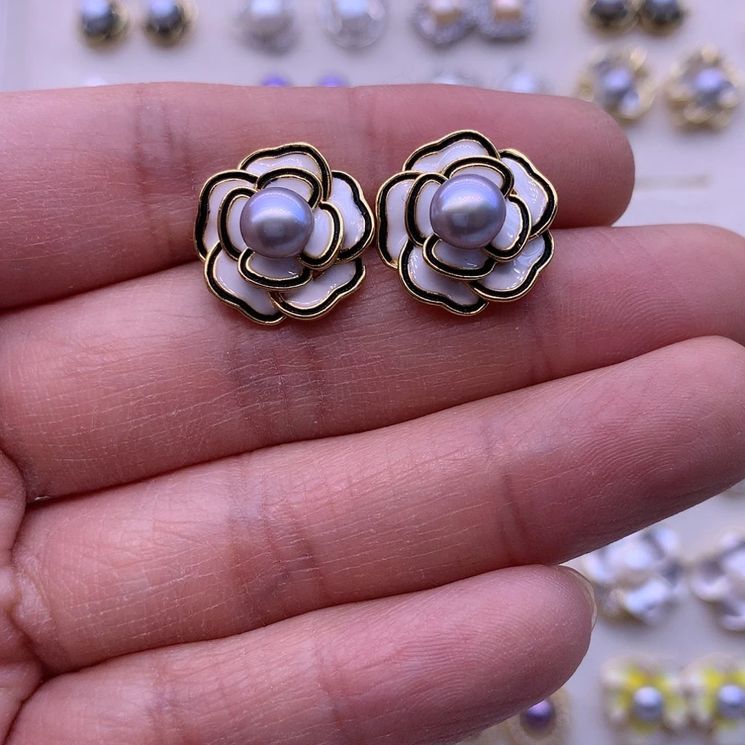 淡水珍珠耳饰合金