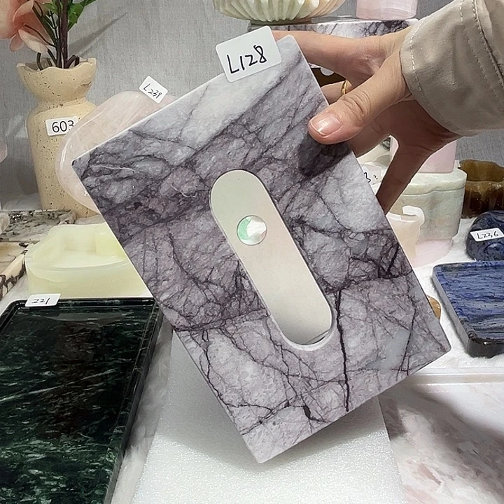 石材天然奢石纸巾盒128