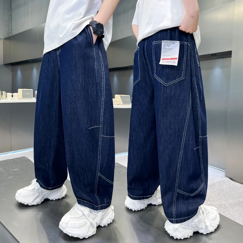 男童裤子秋装2025新款大童男孩宽松直筒裤春秋季儿童休闲牛仔裤潮