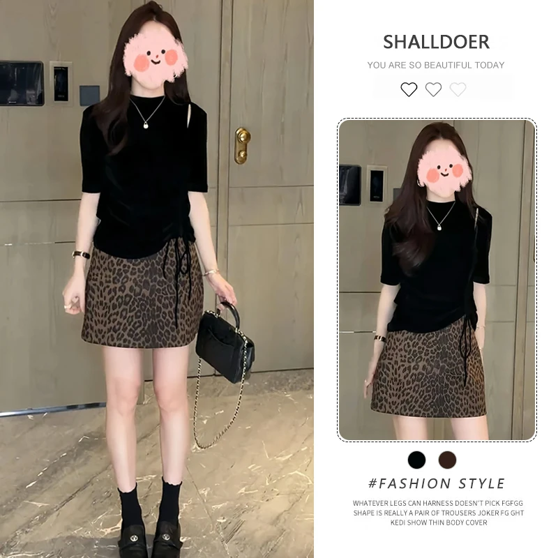 2025早秋新款酷飒风高级感宽松百搭上衣洋气复古显瘦半身裙套装女