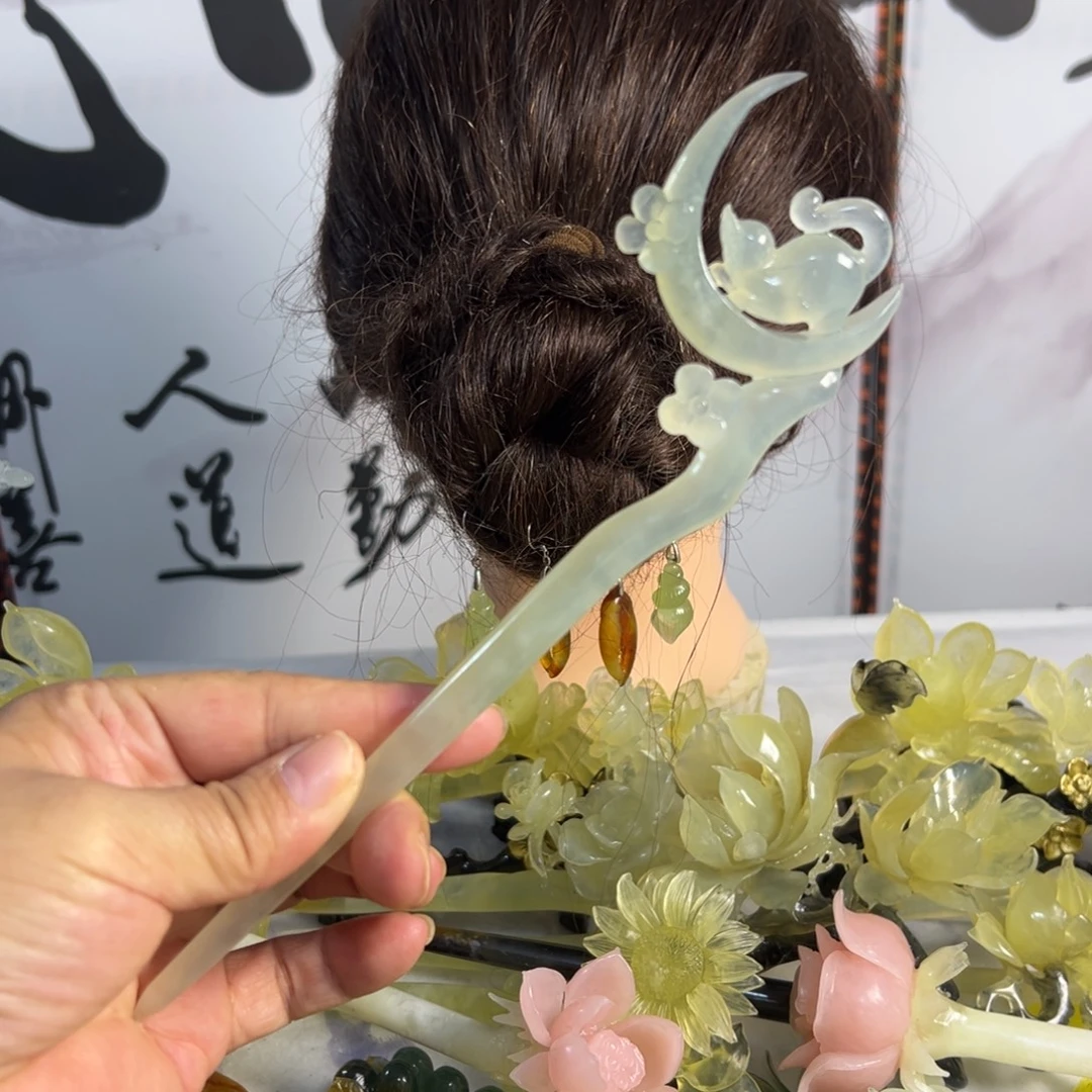 蛇纹石玉未镶嵌发饰