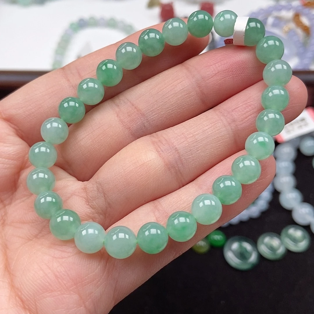 翡翠未镶嵌手串卡7,2