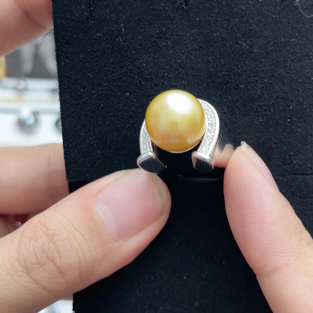 海水珍珠戒圈银S925镶嵌