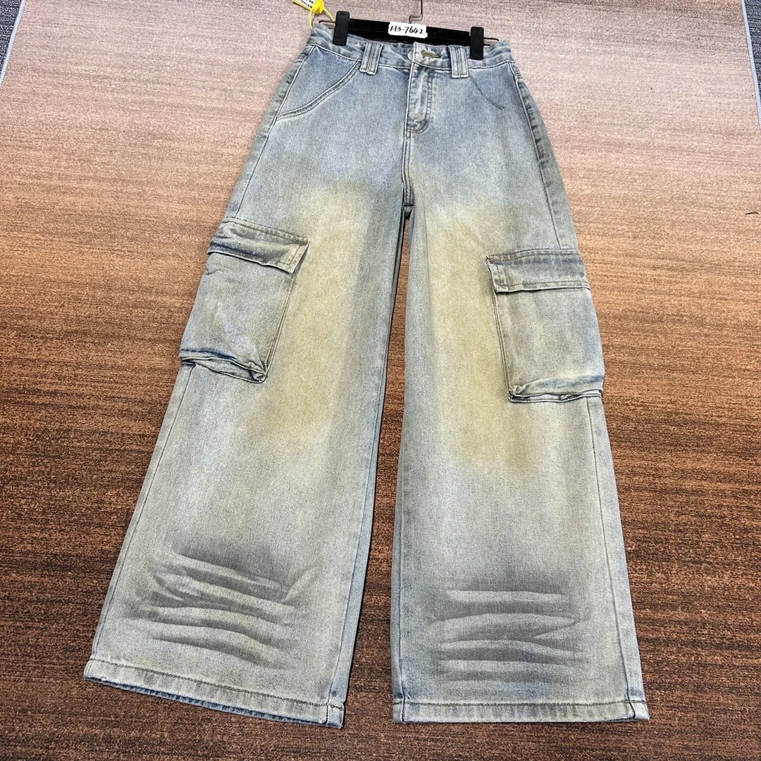 H3-7642 新款 脏脏蓝美式个性酷帅工装阔腿裤 厚款 无弹（不换退）
