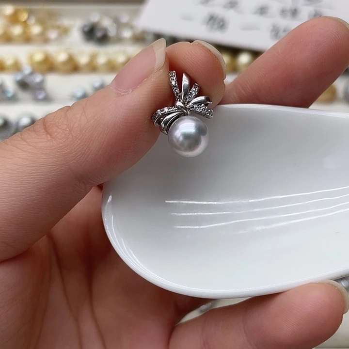 海水珍珠银S925镶嵌吊坠(不含链)