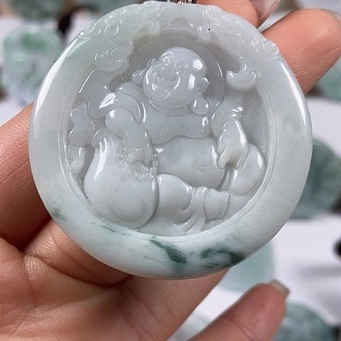 翡翠颈饰未镶嵌逍遥佛福利