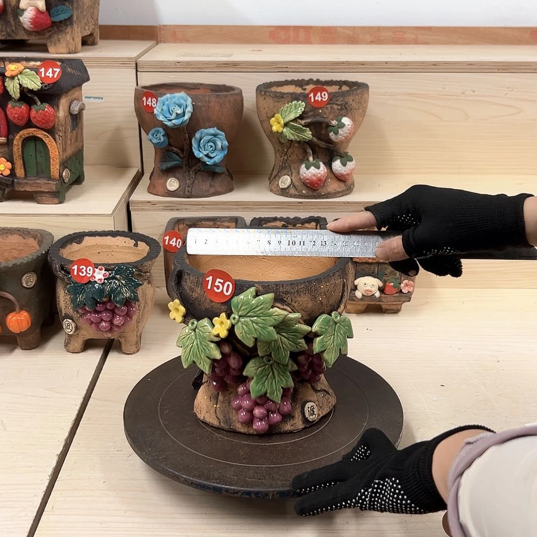 紫砂花盆150号内口14.5外高15