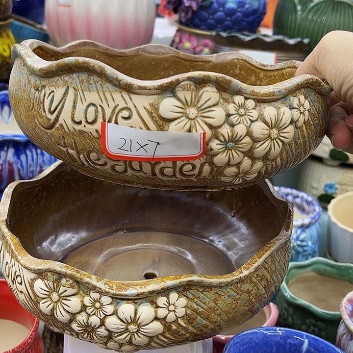 多肉绿植陶瓷花盆9.9包邮，有孔