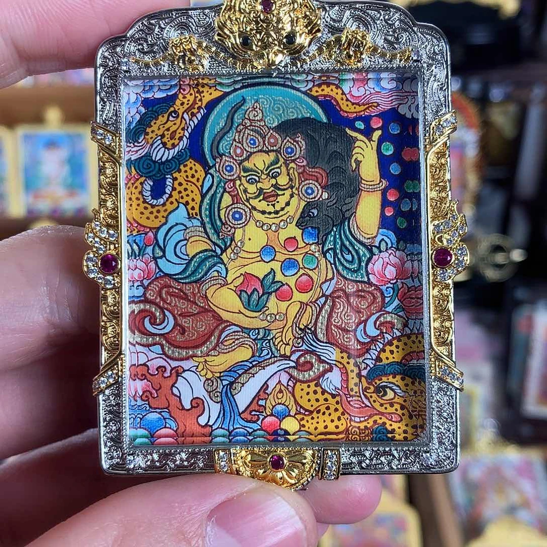 吊坠黄财神热贡纯手绘唐卡