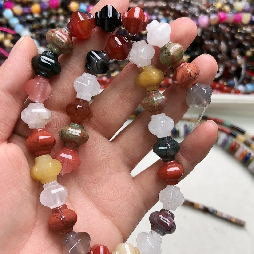 玛瑙/玉髓未镶嵌珠宝半成品卡12多宝灯笼一条