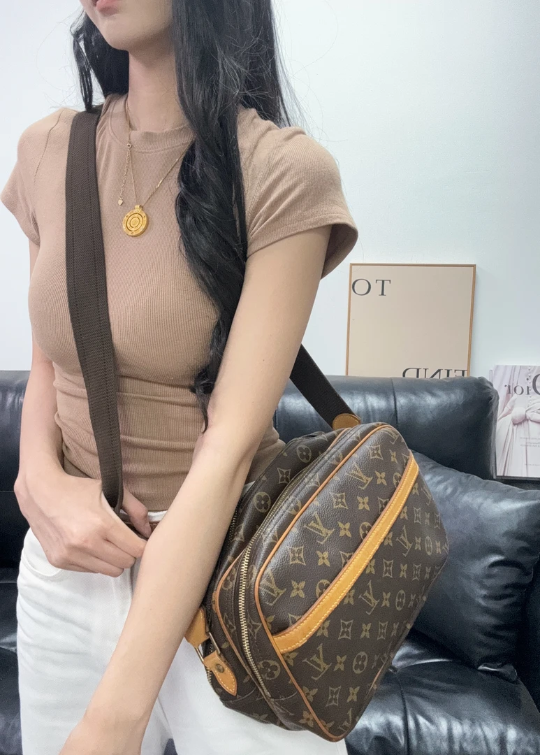 95新 LouisVuitton/路易威登 全原老花斜挎包相机包/秋境 05171